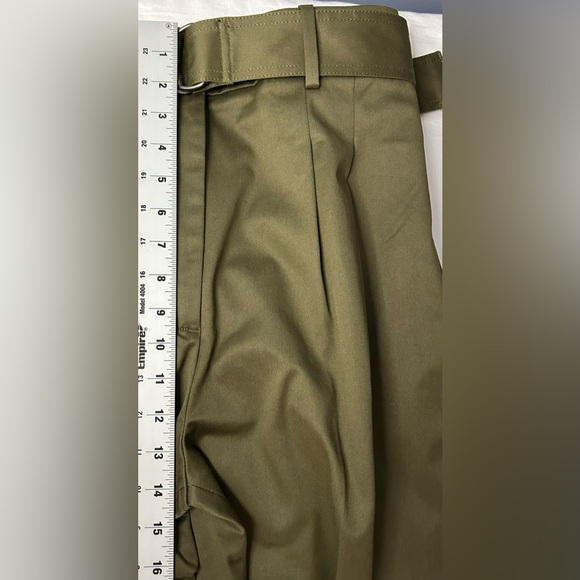 Banana Republic Womens 8 Cruz Pleated Wide Leg Chino Pants Olive Green Belted - Picture 8 of 16